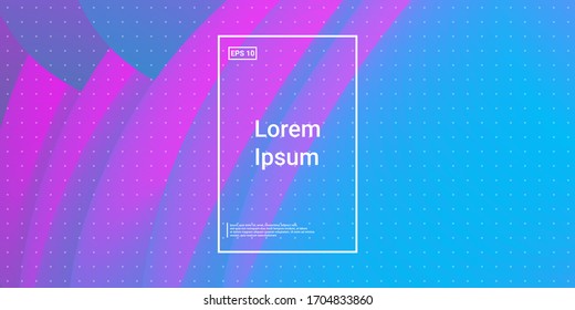 Wavy Geometric Shape. Technology Vector Fluid Layout. Saturated Creative Concept. Blue, Teal, Purple Futuristic Background. Modern Horizontal Composition. Abstract  Dynamic Illustration.
