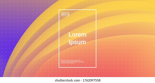 Wavy Geometric Shape. Technology Vector Fluid Layout. Saturated Trend Banner. Orange, Pink Futuristic Background. Modern Horizontal Composition. Abstract  Dynamic Illustration.
