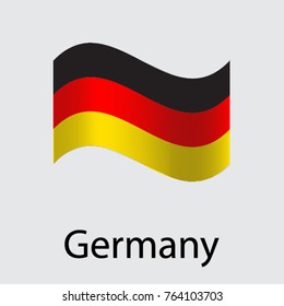 Wavy German flag. Icon on a gray background. Vector illustration