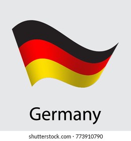 Wavy German flag. Icon on a gray background. Vector illustration