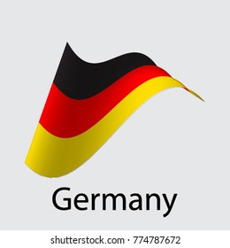 Wavy German flag. Icon on a gray background. Vector illustration