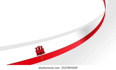 wavy Gibraltar flag vector background with copy space for text. Gibraltar national day