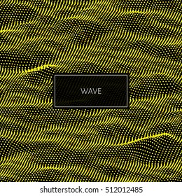 Wavy glitter background. Ocean wave consists of glitter. Design element for celebration or science concept. Sound physical wave.