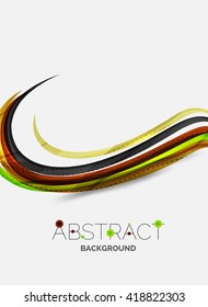 Wavy glossy futuristic swirl - color curve stripes and lines in motion concept and with light and shadow effects. Presentation banner and business card message design template
