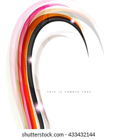 Wavy glossy futuristic swirl - color curve stripes and lines in motion concept and with light and shadow effects. Presentation banner and business card message design template