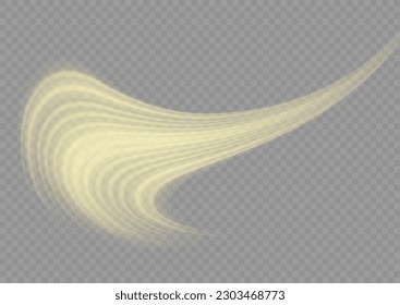 Wavy glowing bright smooth curved lines. Magic glow energy flow movement with particle. Vector image of colorful light trails with motion blur effect.