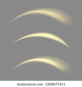Líneas curvas lisas y onduladas brillantes. El movimiento mágico de flujo de energía brillante con partículas. Imagen vectorial de trazas de luz coloridas con efecto de desenfoque de movimiento.