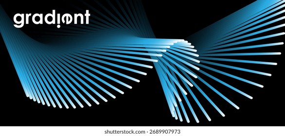 Fondo de Vector abstracto de líneas brillantes onduladas. Diseño futurista geométrico de líneas delgadas degradadas