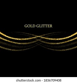 
Wavy gold dust wave design on black background