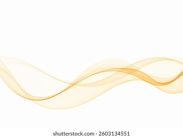 Wavy gold lines flow of abstract gold wave on white background.