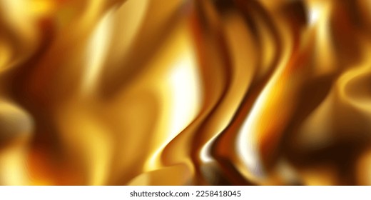 Wavy golden abstract seamless pattern. Luxury gold background. Gradient mesh effect. Liquid paint, fluid art