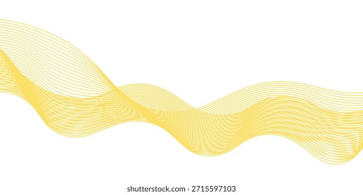 Onduladas líneas doradas que fluyen de fondo dinámico. Fondo abstracto de composición moderna