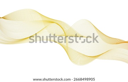 Wavy golden lines flowing dynamic background. Modern composition abstract background