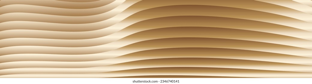 Wavy golden parallel gradient lines, ribbons, silk. Golden with shades of yellow background, banner, poster. eps vector
