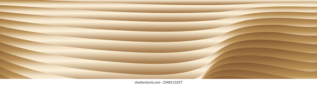 Wavy golden parallel gradient lines, ribbons, silk. Golden with shades of yellow background, banner, poster. eps vector