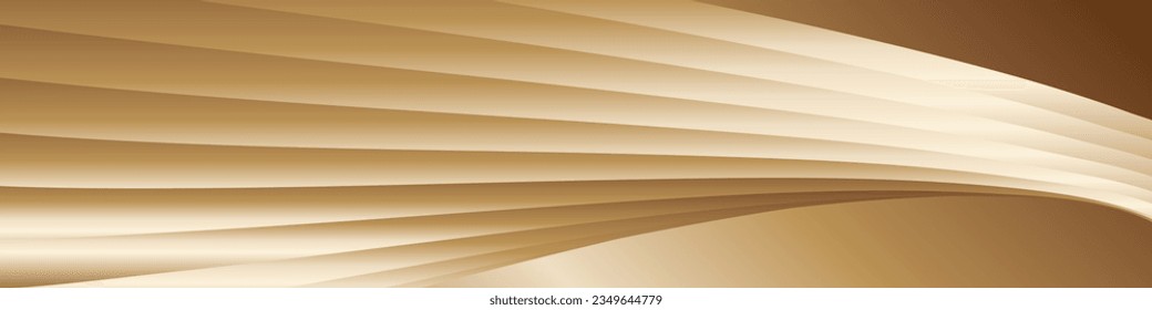 Wavy golden parallel gradient lines, ribbons, silk. Golden with shades of yellow background, banner, poster. eps vector