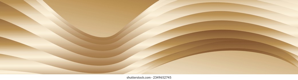 Wavy golden parallel gradient lines, ribbons, silk. Golden with shades of yellow background, banner, poster. eps vector
