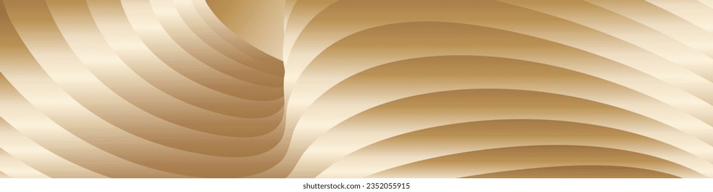 Wavy golden parallel gradient lines, ribbons, silk. Golden with shades of yellow background, banner, poster. eps vector