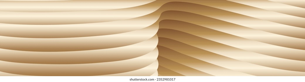 Wavy golden parallel gradient lines, ribbons, silk. Golden with shades of yellow background, banner, poster. eps vector