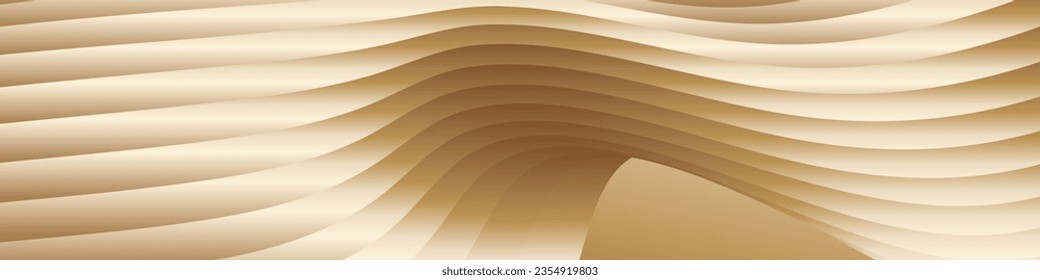 Wavy golden parallel gradient lines, ribbons, silk. Golden with shades of yellow background, banner, poster. eps vector
