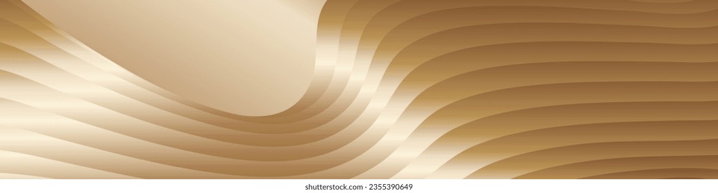 Wavy golden parallel gradient lines, ribbons, silk. Golden with shades of yellow background, banner, poster. eps vector