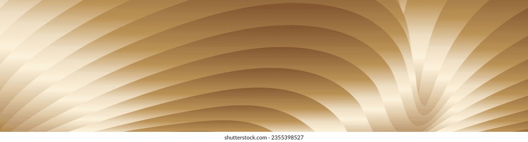 Wavy golden parallel gradient lines, ribbons, silk. Golden with shades of yellow background, banner, poster. eps vector