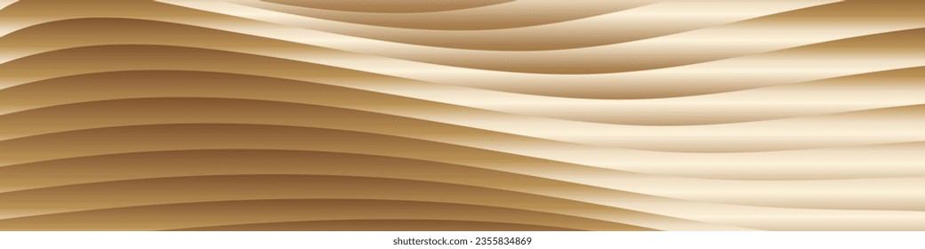 Wavy golden parallel gradient lines, ribbons, silk. Golden with shades of yellow background, banner, poster. eps vector