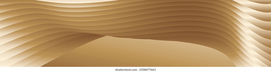 Wavy golden parallel gradient lines, ribbons, silk. Golden with shades of yellow background, banner, poster. eps vector