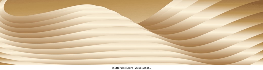 Wavy golden parallel gradient lines, ribbons, silk. Golden with shades of yellow background, banner, poster. eps vector