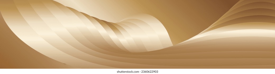 Wavy golden parallel gradient lines, ribbons, silk. Golden with shades of yellow background, banner, poster. eps vector