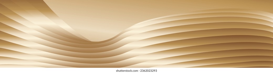 Wavy golden parallel gradient lines, ribbons, silk. Golden with shades of yellow background, banner, poster. eps vector