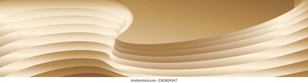 Wavy golden parallel gradient lines, ribbons, silk. Golden with shades of yellow background, banner, poster. eps vector