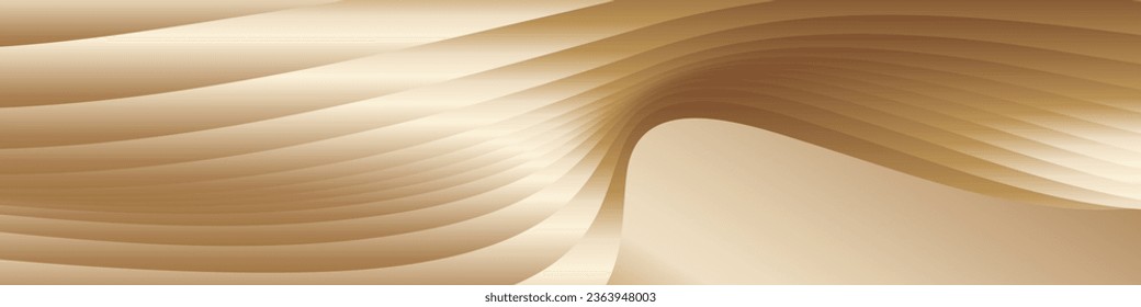 Wavy golden parallel gradient lines, ribbons, silk. Golden banner, poster eps vector