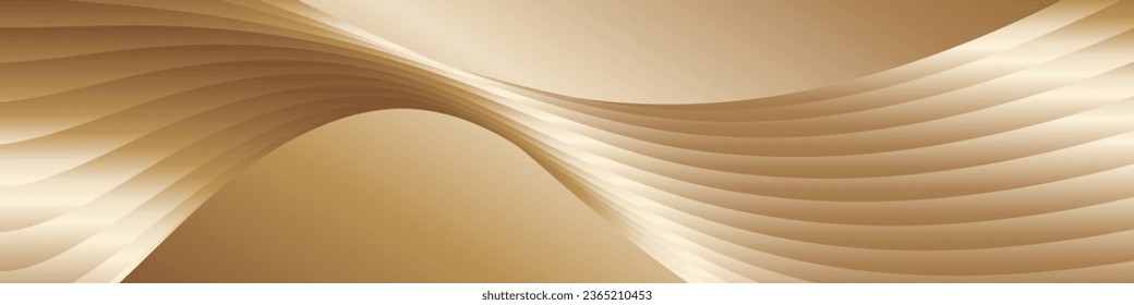 Wavy golden parallel gradient lines, ribbons, silk. Golden with shades of yellow background, banner, poster. eps vector