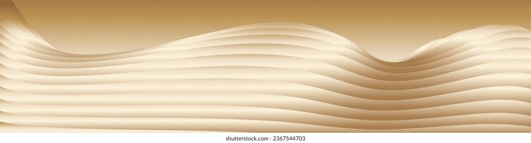 Wavy golden parallel gradient lines, ribbons, silk. Golden with shades of yellow background, banner, poster. eps vector