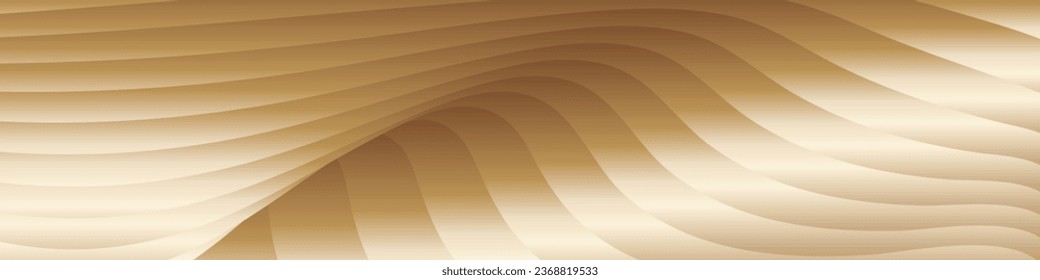 Wavy golden parallel gradient lines, ribbons, silk. Golden with shades of yellow background, banner, poster. eps vector