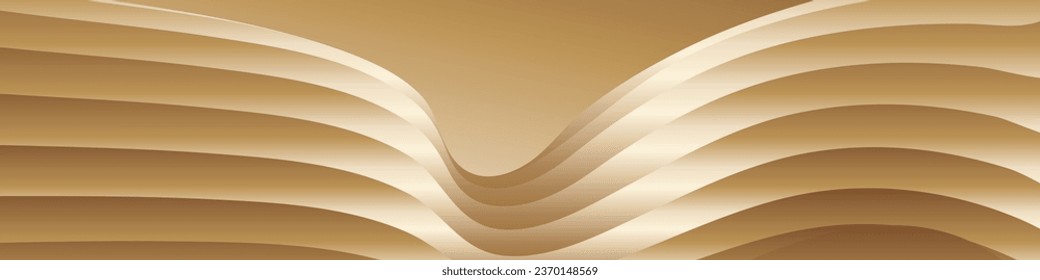 Wavy golden parallel gradient lines, ribbons, silk. Golden with shades of yellow background, banner, poster. eps vector