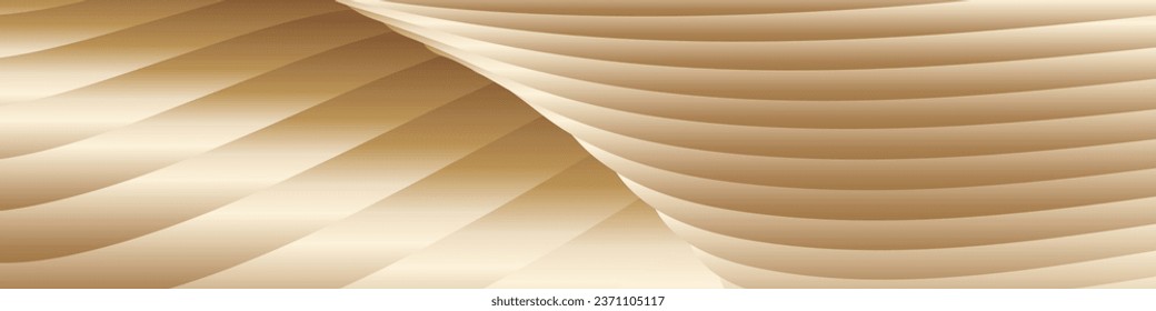 Wavy golden parallel gradient lines, ribbons, silk. Golden with shades of yellow background, banner, poster. eps vector