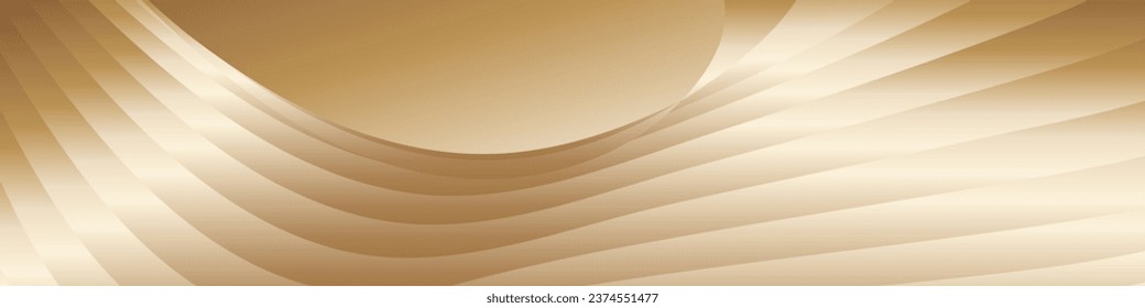 Wavy golden parallel gradient lines, ribbons, silk. Golden banner, poster eps vector