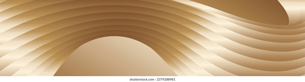 Wavy golden parallel gradient lines, ribbons, silk. Golden with shades of yellow background, banner, poster. eps vector