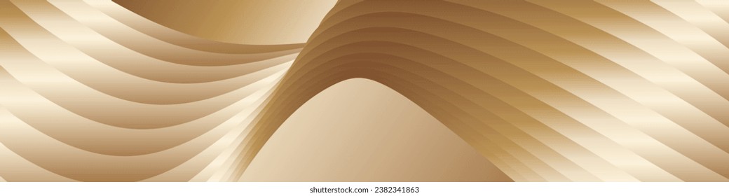 Wavy golden parallel gradient lines, ribbons, silk. Golden with shades of yellow background, banner, poster. eps vector