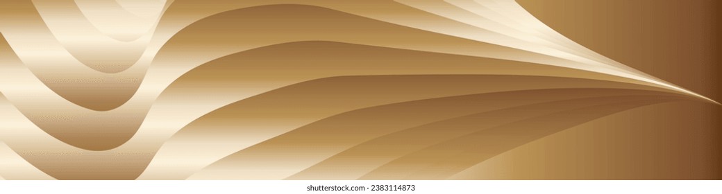 Wavy golden parallel gradient lines, ribbons, silk. Golden with shades of yellow background, banner, poster. eps vector