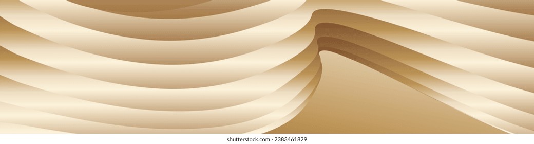 Wavy golden parallel gradient lines, ribbons, silk. Golden with shades of yellow background, banner, poster. eps vector