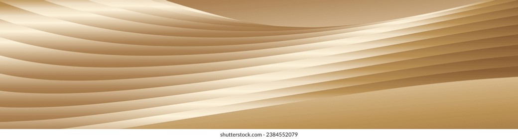 Wavy golden parallel gradient lines, ribbons, silk. Golden with shades of yellow background, banner, poster. eps vector