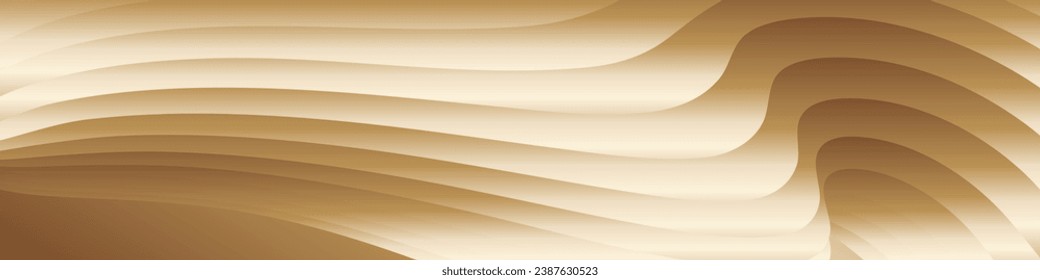 Wavy golden parallel gradient lines, ribbons, silk. Golden with shades of yellow background, banner, poster. eps vector