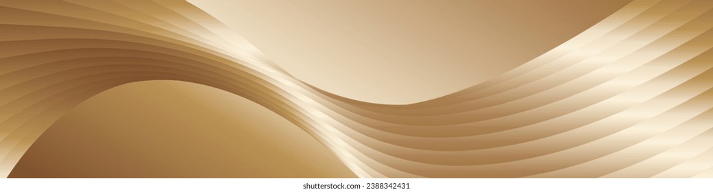 Wavy golden parallel gradient lines, ribbons, silk. Golden with shades of yellow background, banner, poster. eps vector