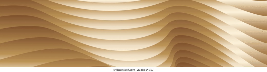 Wavy golden parallel gradient lines, ribbons, silk. Golden with shades of yellow background, banner, poster. eps vector