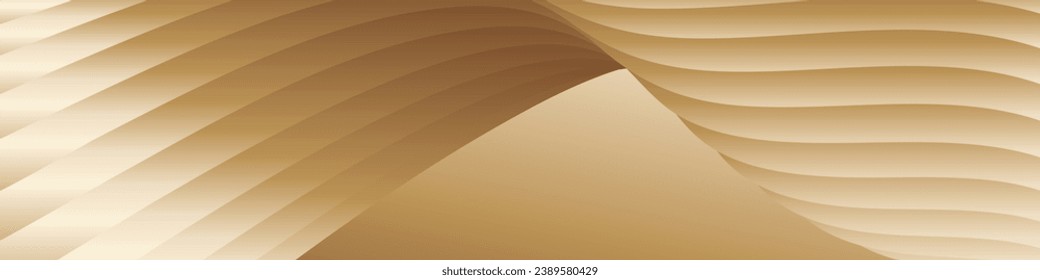Wavy golden parallel gradient lines, ribbons, silk. Golden banner, poster eps vector