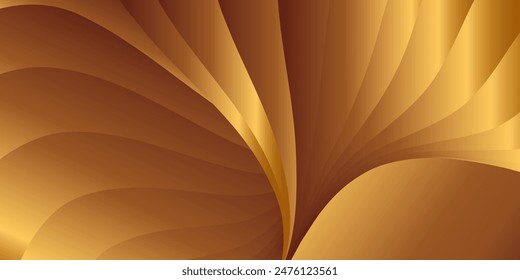 Wavy golden parallel gradient lines, ribbons, silk. Golden with shades of yellow background, banner, poster. Eps vector