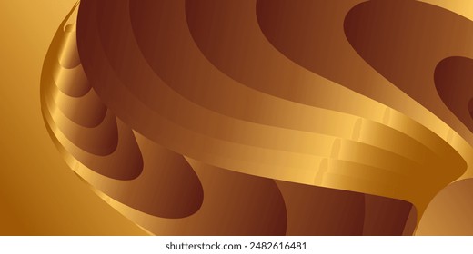 Wavy golden parallel gradient lines, ribbons, silk. Golden with shades of yellow background, banner, poster. Eps vector